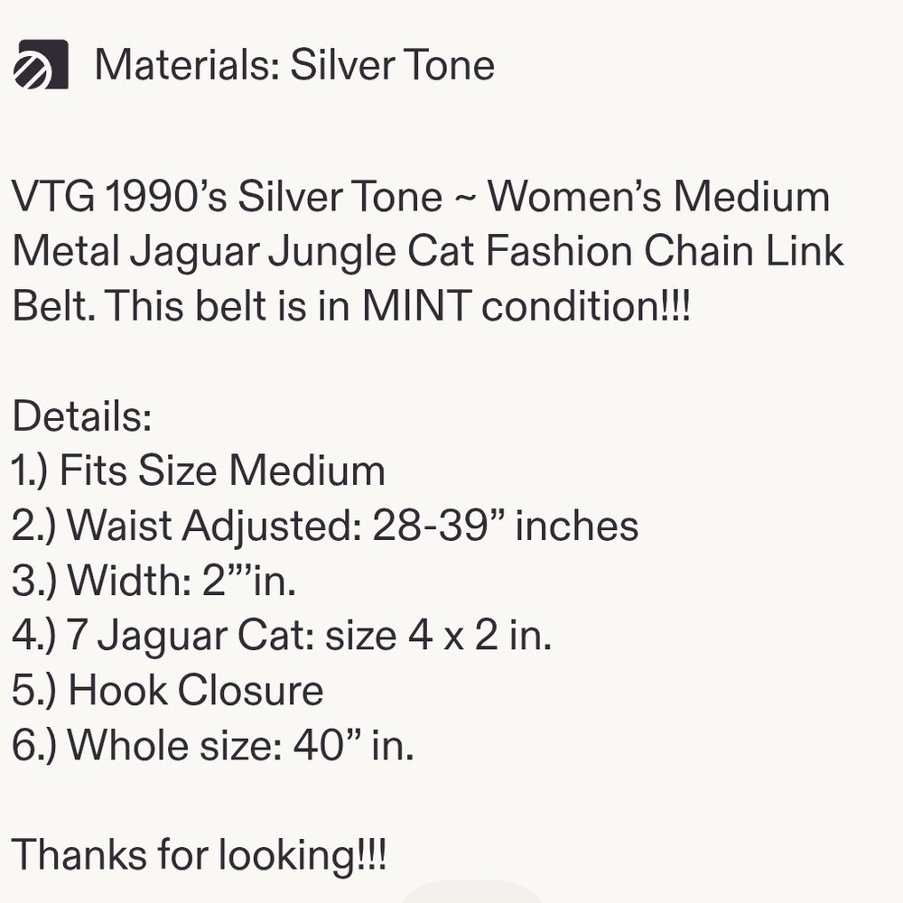 Vintage 90s Silver Tone Tiger Panther Chain Link Belt Y2K Statement Chunky 40" - Picture 7 of 15